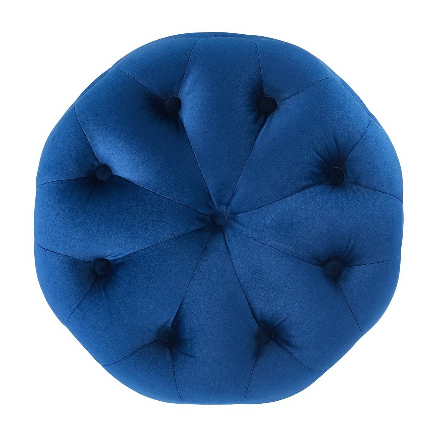 Amour Tufted Button Round Performance Velvet Ottoman by Furniture For America