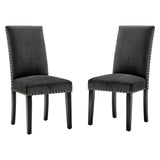 Maison Performance Velvet Dining Side Chairs Set of 2 in Charcoal