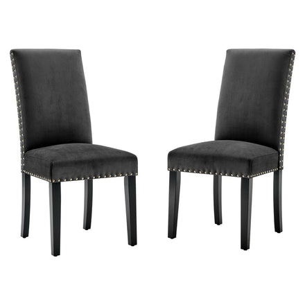 Parcel Performance Velvet Dining Side Chairs Set of 2 in Charcoal