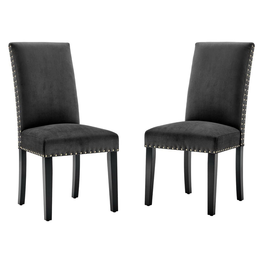 Maison Performance Velvet Dining Side Chairs Set of 2 in Charcoal