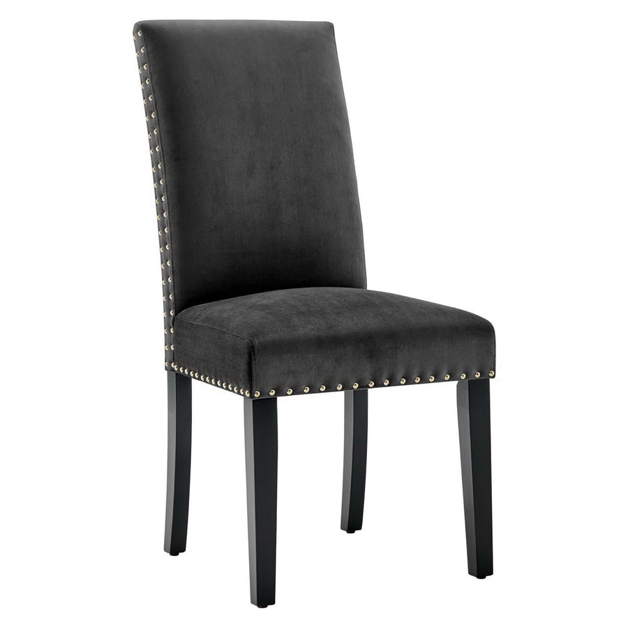 Maison Performance Velvet Dining Side Chairs Set of 2 in Charcoal