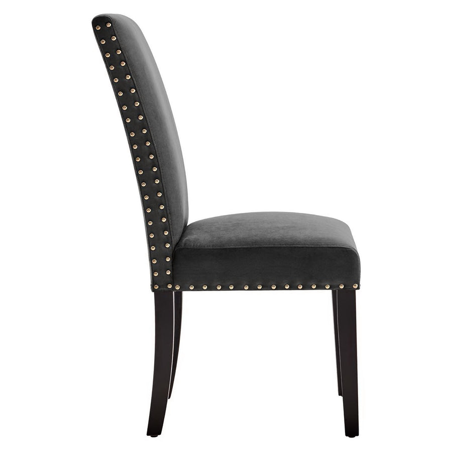 Maison Performance Velvet Dining Side Chairs Set of 2 in Charcoal
