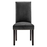 Maison Performance Velvet Dining Side Chairs Set of 2 in Charcoal