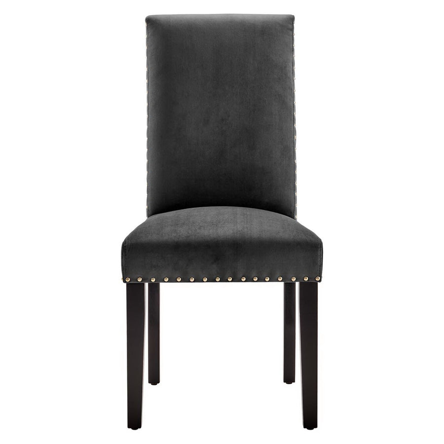 Maison Performance Velvet Dining Side Chairs Set of 2 in Charcoal