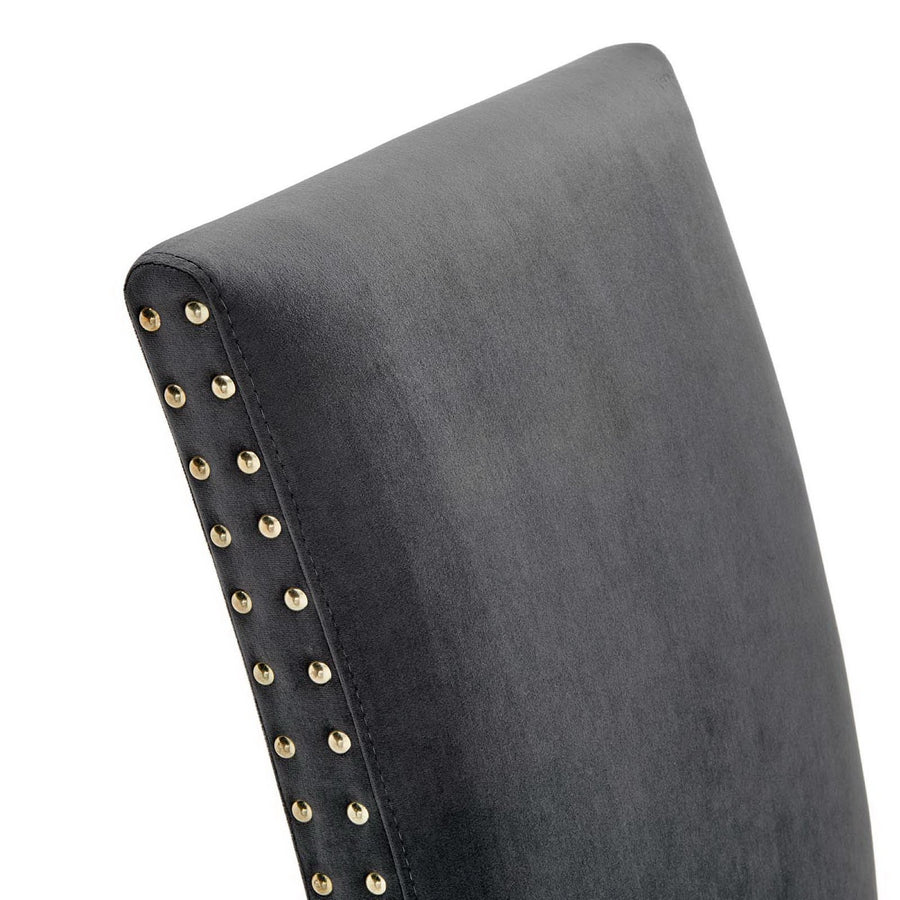 Maison Performance Velvet Dining Side Chairs Set of 2 in Charcoal