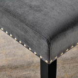 Maison Performance Velvet Dining Side Chairs Set of 2 in Charcoal