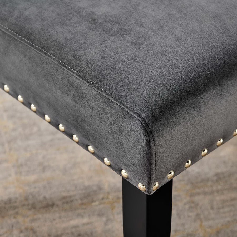 Maison Performance Velvet Dining Side Chairs Set of 2 in Charcoal