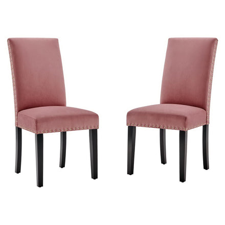 Parcel Performance Velvet Dining Side Chairs Set of 2 in Dusty Rose