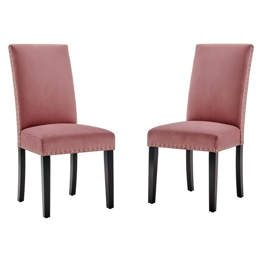 Maison Performance Velvet Dining Side Chairs Set of 2 in Dusty Rose