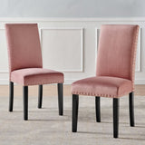Maison Performance Velvet Dining Side Chairs Set of 2 in Dusty Rose