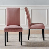 Maison Performance Velvet Dining Side Chairs Set of 2 in Dusty Rose