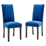 Maison Performance Velvet Dining Side Chairs Set of 2 in Navy
