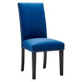Maison Performance Velvet Dining Side Chairs Set of 2 in Navy