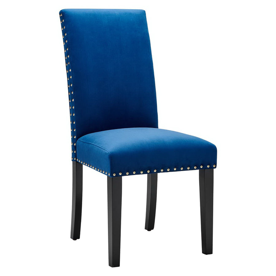 Maison Performance Velvet Dining Side Chairs Set of 2 in Navy