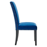 Maison Performance Velvet Dining Side Chairs Set of 2 in Navy
