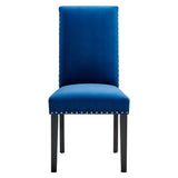 Maison Performance Velvet Dining Side Chairs Set of 2 in Navy