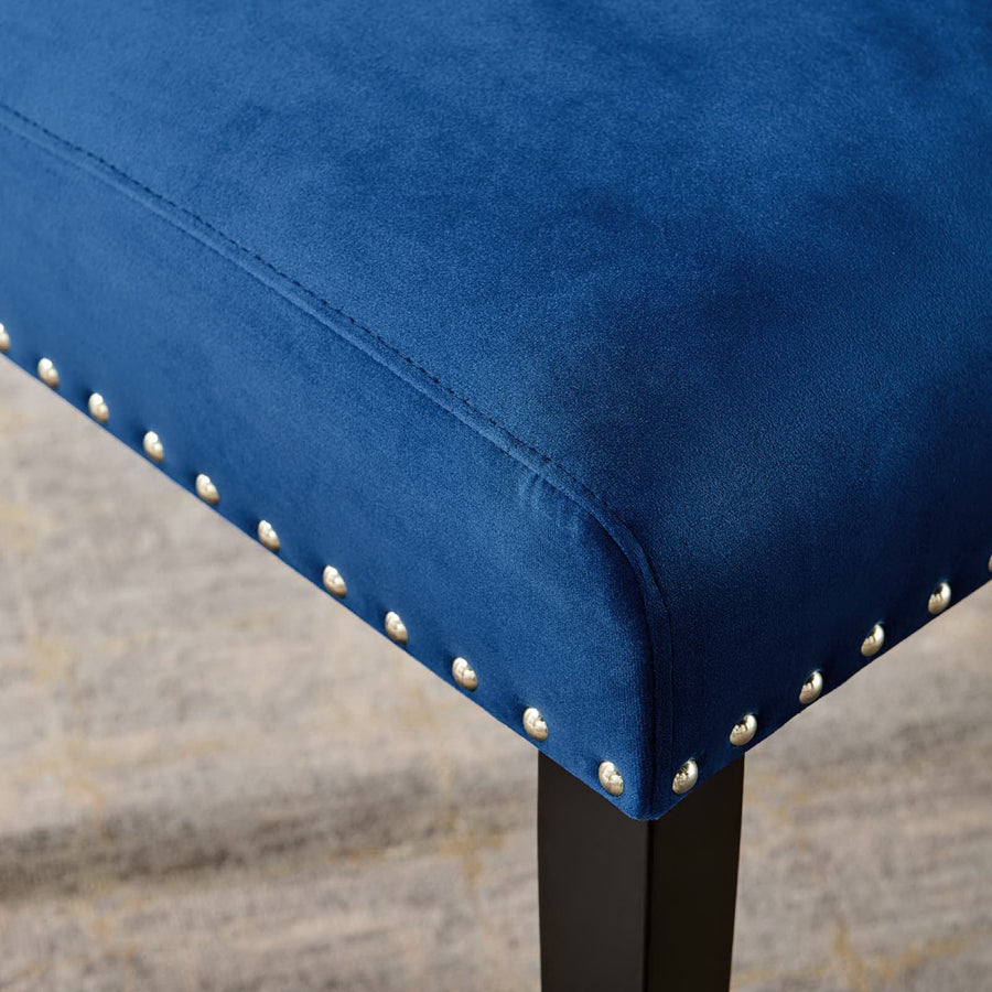 Maison Performance Velvet Dining Side Chairs Set of 2 in Navy