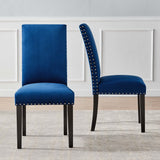 Maison Performance Velvet Dining Side Chairs Set of 2 in Navy