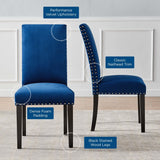 Maison Performance Velvet Dining Side Chairs Set of 2 in Navy