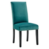 Maison Performance Velvet Dining Side Chairs Set of 2 in Teal