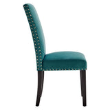 Maison Performance Velvet Dining Side Chairs Set of 2 in Teal