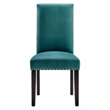 Maison Performance Velvet Dining Side Chairs Set of 2 in Teal