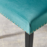 Maison Performance Velvet Dining Side Chairs Set of 2 in Teal