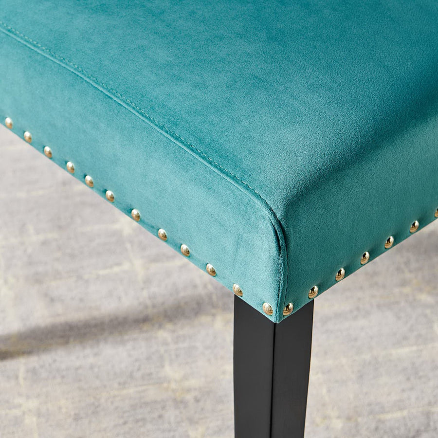 Maison Performance Velvet Dining Side Chairs Set of 2 in Teal