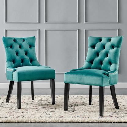 Regent Tufted Performance Velvet Dining Side Chairs Set of 2 by Furniture for America