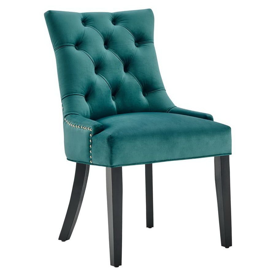 Hollow Tufted Performance Velvet Dining Side Chairs Set of 2 in Teal