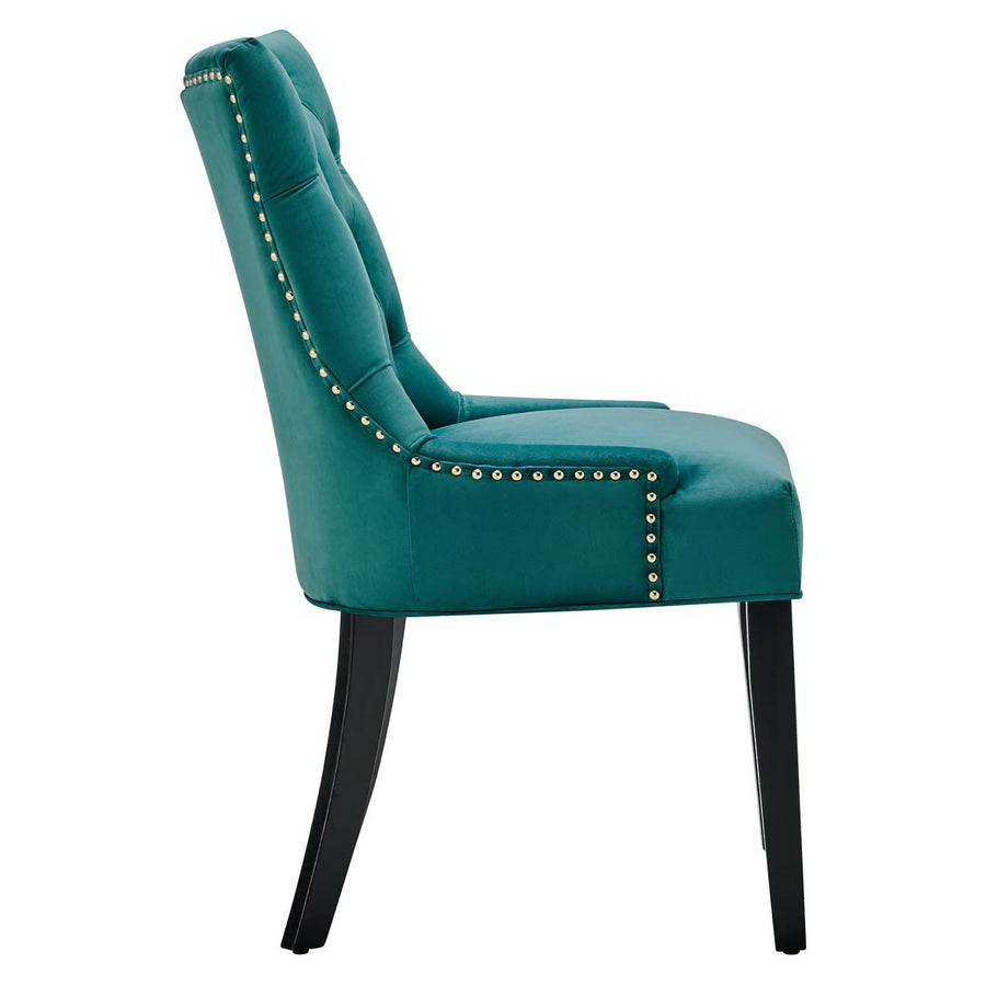 Hollow Tufted Performance Velvet Dining Side Chairs Set of 2 in Teal