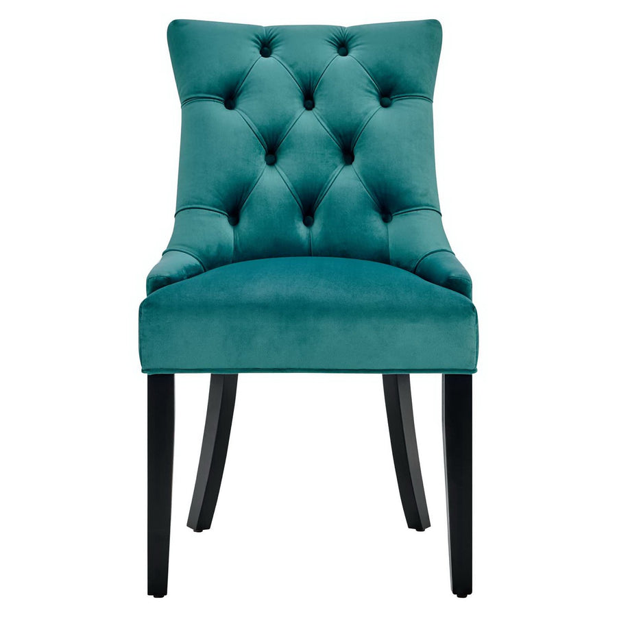Hollow Tufted Performance Velvet Dining Side Chairs Set of 2 in Teal