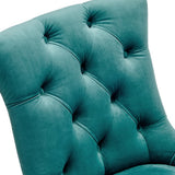 Hollow Tufted Performance Velvet Dining Side Chairs Set of 2 in Teal