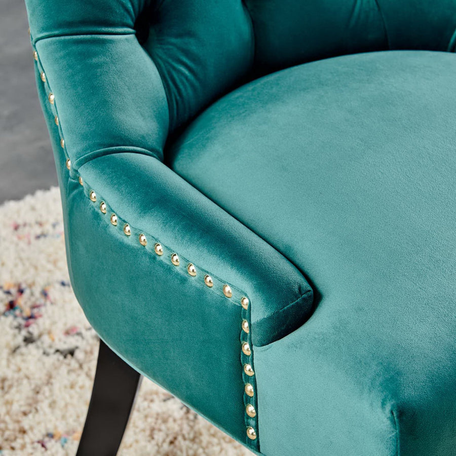 Hollow Tufted Performance Velvet Dining Side Chairs Set of 2 in Teal
