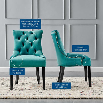 Regent Tufted Performance Velvet Dining Side Chairs Set of 2 by Furniture for America