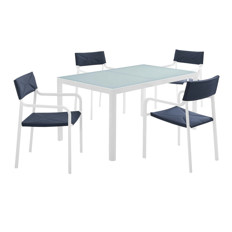 Studio 5 Piece Outdoor Patio Aluminum Dining Set in White Navy