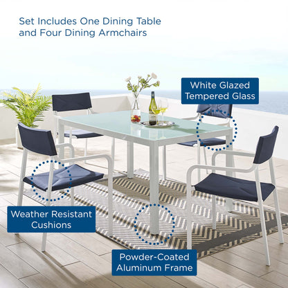 Raleigh 5 Piece Outdoor Patio Aluminum Dining Set by Furniture For America