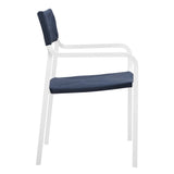 Studio 5 Piece Outdoor Patio Aluminum Dining Set in White Navy