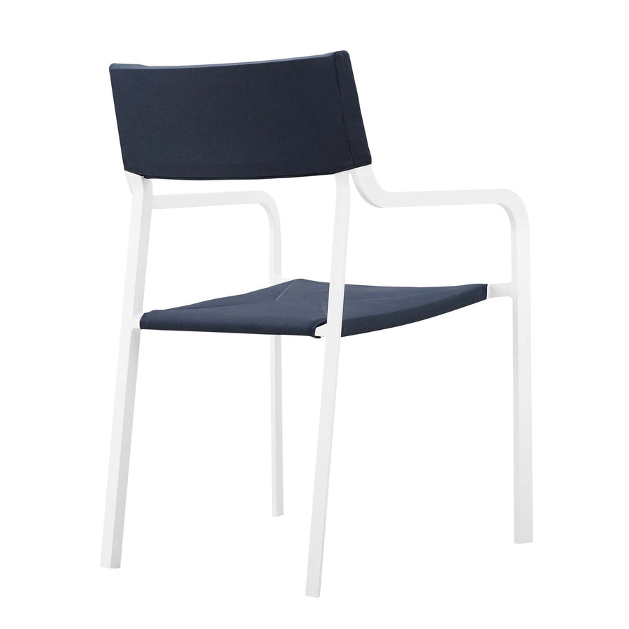 Studio 5 Piece Outdoor Patio Aluminum Dining Set in White Navy