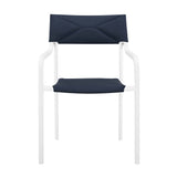 Studio 5 Piece Outdoor Patio Aluminum Dining Set in White Navy