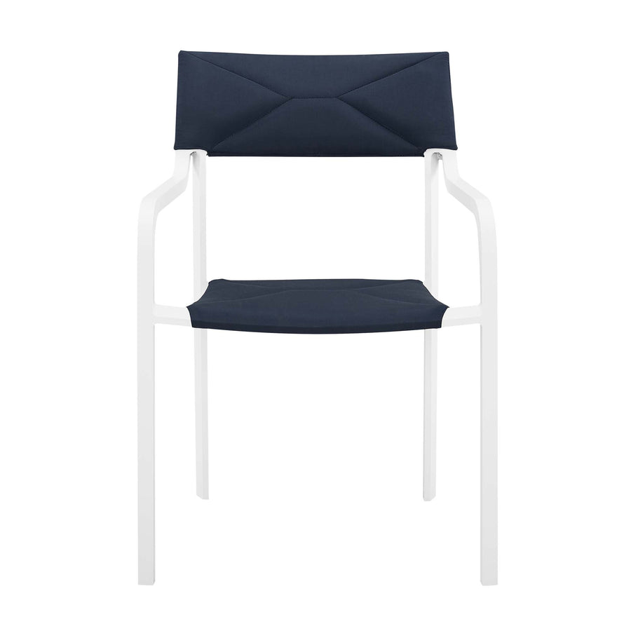 Studio 5 Piece Outdoor Patio Aluminum Dining Set in White Navy