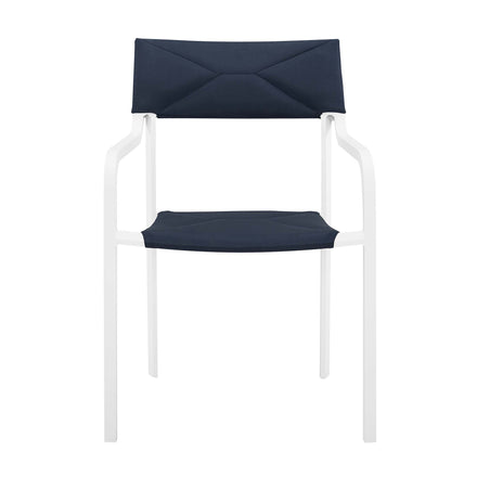 Raleigh 7 Piece Outdoor Patio Aluminum Dining Set in White Navy