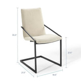 Delphine Upholstered Fabric Dining Armchair in Black Beige