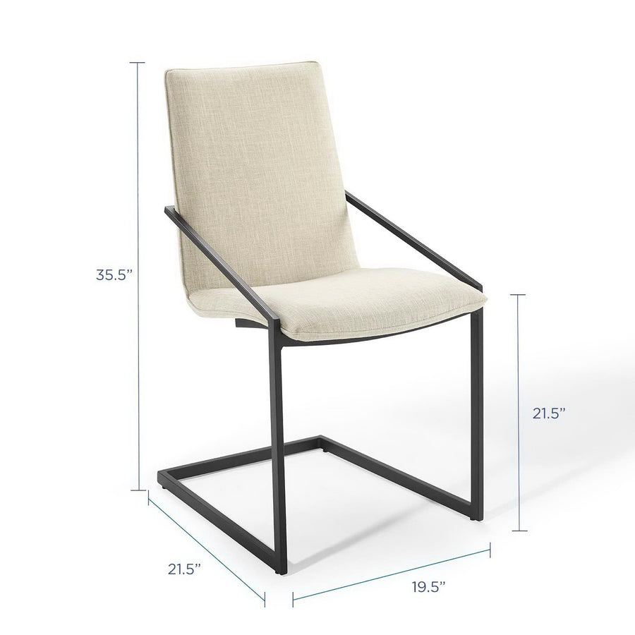 Delphine Upholstered Fabric Dining Armchair in Black Beige