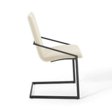 Delphine Upholstered Fabric Dining Armchair in Black Beige