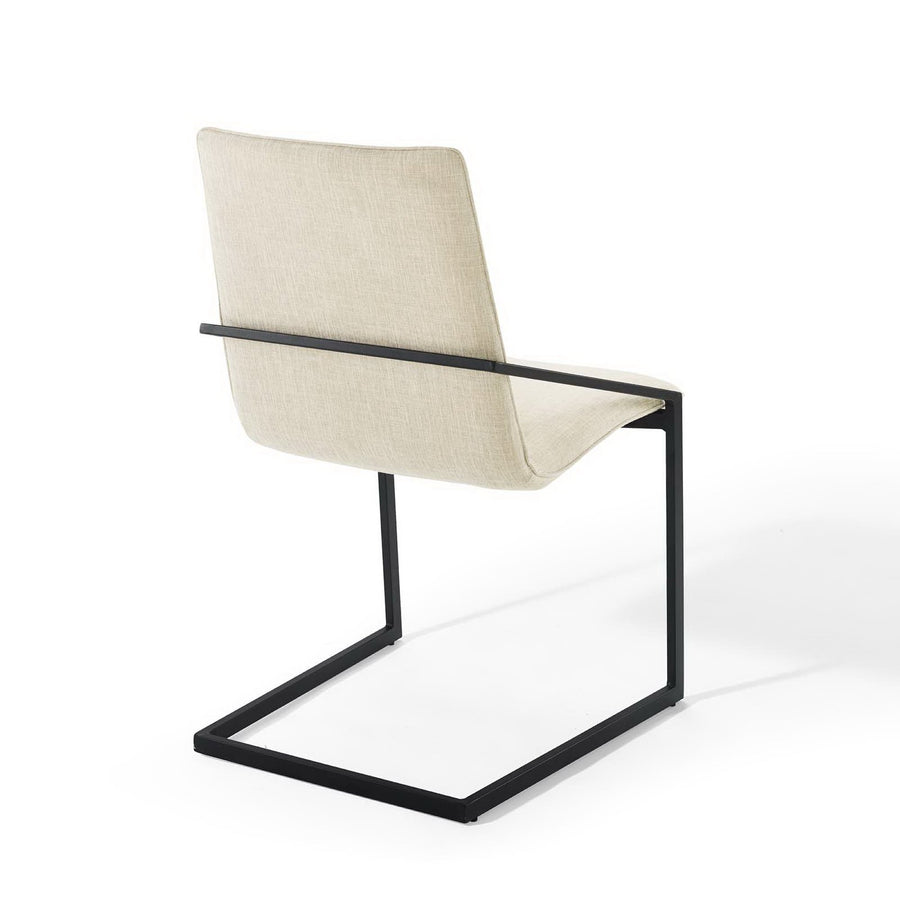Delphine Upholstered Fabric Dining Armchair in Black Beige