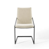 Delphine Upholstered Fabric Dining Armchair in Black Beige