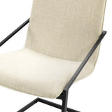 Delphine Upholstered Fabric Dining Armchair in Black Beige