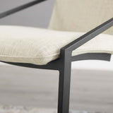 Delphine Upholstered Fabric Dining Armchair in Black Beige