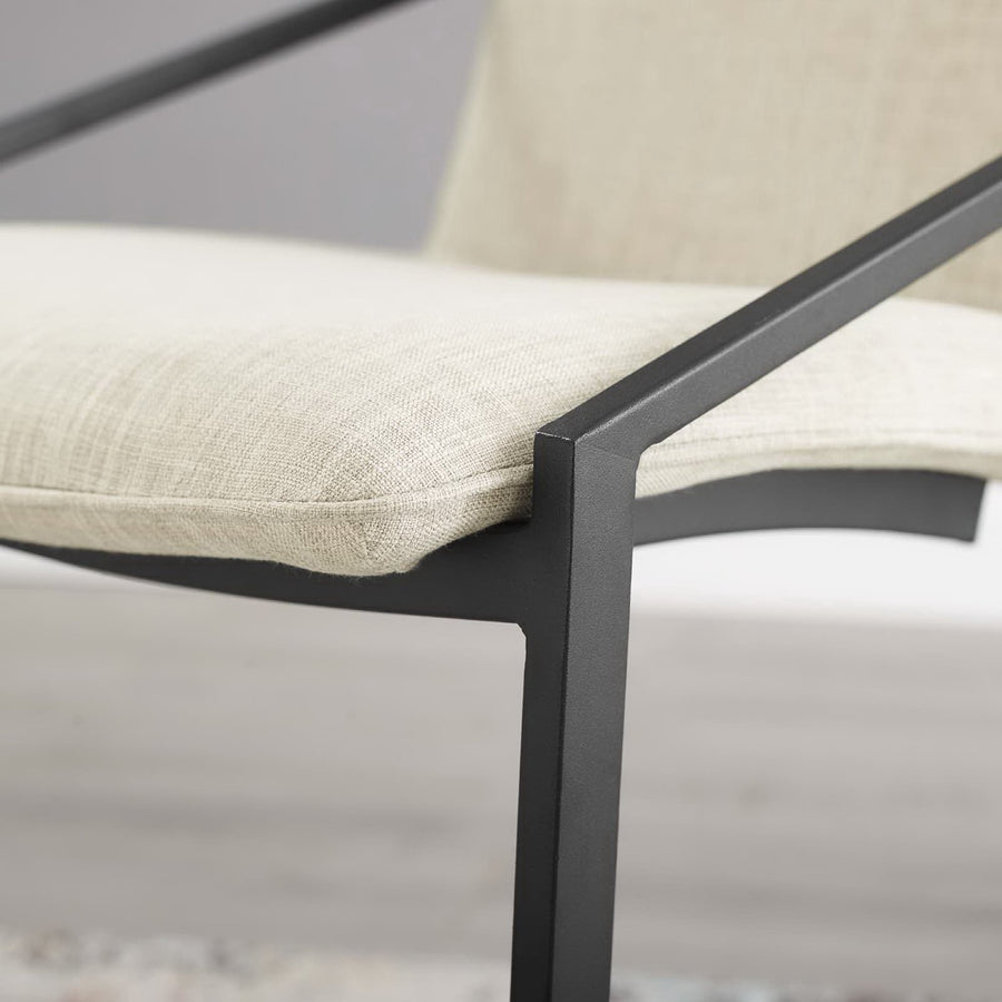 Delphine Upholstered Fabric Dining Armchair in Black Beige